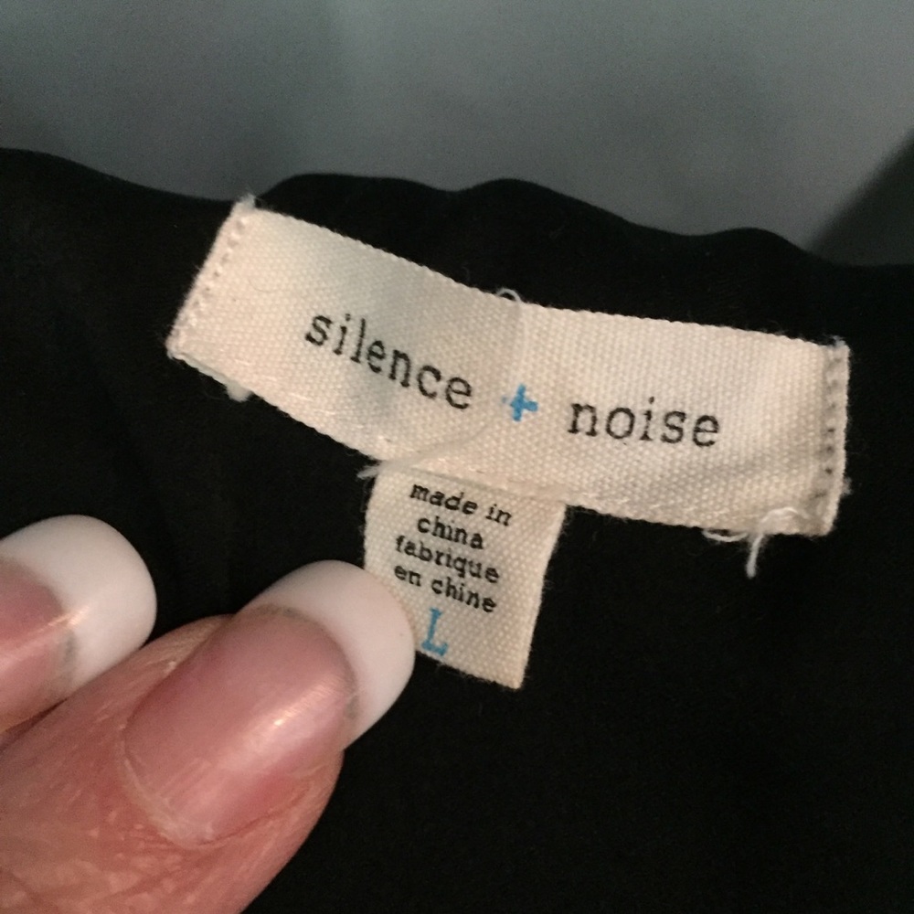 Silence & Noise Black Print A Symmetrical Dress L - image 6